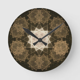 Horloge Ronde Art du Kaleidoscope Brown