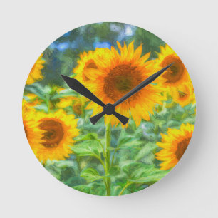 Horloge Ronde Art Du Tournesol