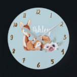 Horloge Ronde Art floral de mur de crèche de forêt vintage<br><div class="desc">horloge faite sur commande</div>