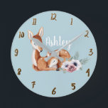 Horloge Ronde Art floral de mur de crèche de forêt vintage<br><div class="desc">horloge faite sur commande</div>