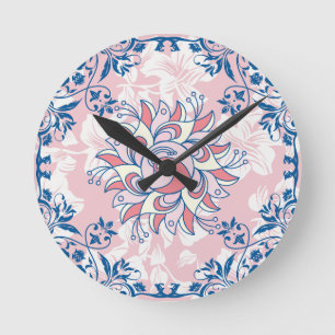 Horloge Ronde Art Floral Lumineux, Rangoli Rose Vie Lumineuse