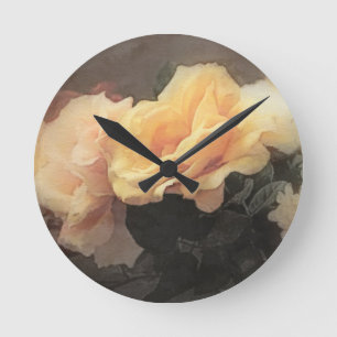 Horloge Ronde art floral vintage arrière - plan aux couleurs pas