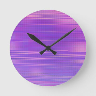Horloge Ronde Art Glitch Violet Vaporwave Esthétique Horizontal