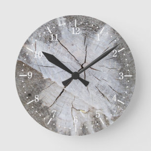 Horloge Ronde Art gris 2 de photo de tronçon de pin de grain en