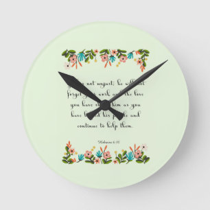 Horloge Ronde Art inspiré chrétien - 6h10 hébreu