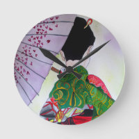 Art japonais Geisha avec kimono et parapluie