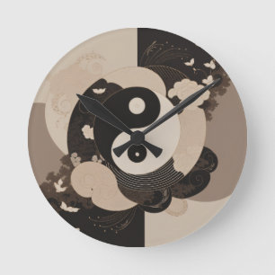 Horloge Ronde Art japonais Yin Yang