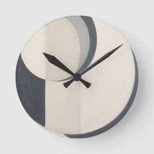 Horloge Ronde Art minimaliste Cercles Noir Blanc