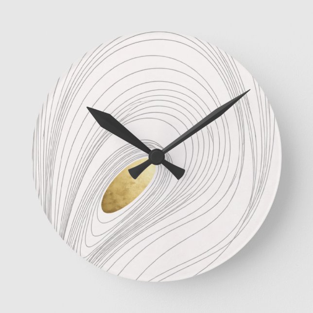 Horloge Ronde Art mural ovale abstrait or (Recto)