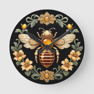 Horloge Ronde Art Nouveau Bee on Black