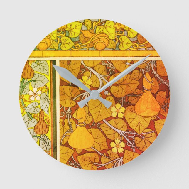 Horloge Ronde Art nouveau floral gourde élégant automne vert ora (Recto)