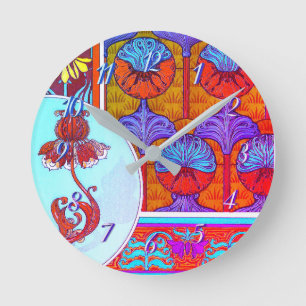 Horloge Ronde Art nouveau floral vintage fleurs victorien