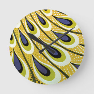 Horloge Ronde Art Nouveau vintage, plume de paon Macmillan