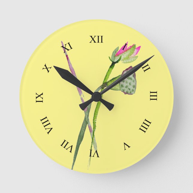 Horloge Ronde Art rose de bouddhiste de fleur de zen de Lotus (Recto)