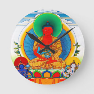 Horloge Ronde Art tibétain oriental frais de tatouage d'un dieu