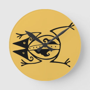 Horloge Ronde Art tribal animal antique de grenouille tribale