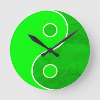 Horloge Ronde Art Yin Yang Vert