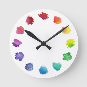 Horloge Ronde Artiste Aquarelle Peinture Palette Mur Acrylique H