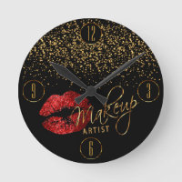 Artiste maquillage Lèvres rouges et Confetti or