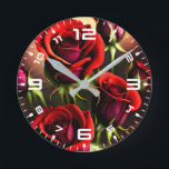Horloge Ronde Artwork numérique Fleurs de rose rouge-58567<br><div class="desc">Artwork numérique Fleurs de rose rouge-58567</div>