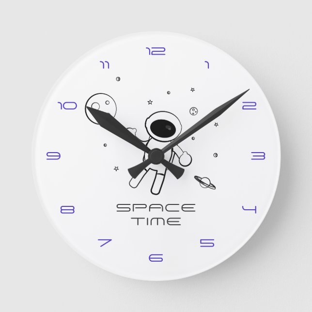Horloge Ronde Astronaut In Space - Sketched Art in Black & White (Recto)