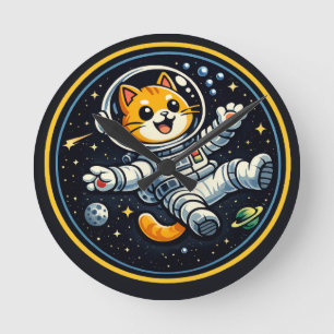 Horloge Ronde Astronaute Archie - Chatons cosmiques