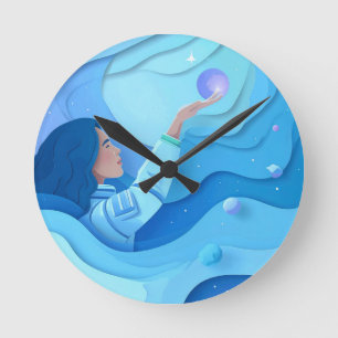Horloge Ronde Astronaute Majestueux