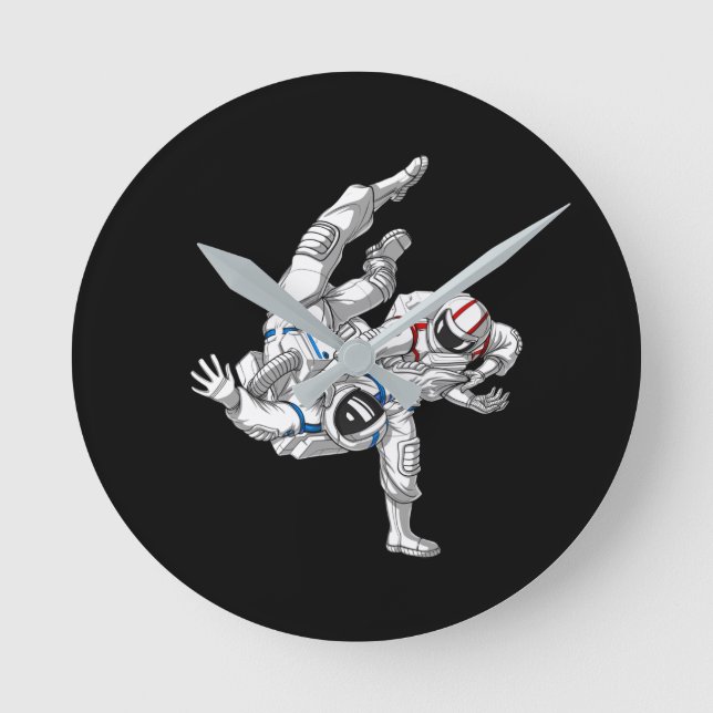 Horloge Ronde Astronautes de Jiu-Jitsu (Recto)