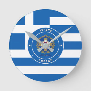 Horloge Ronde Athènes, Grèce Emblème & Drapeau