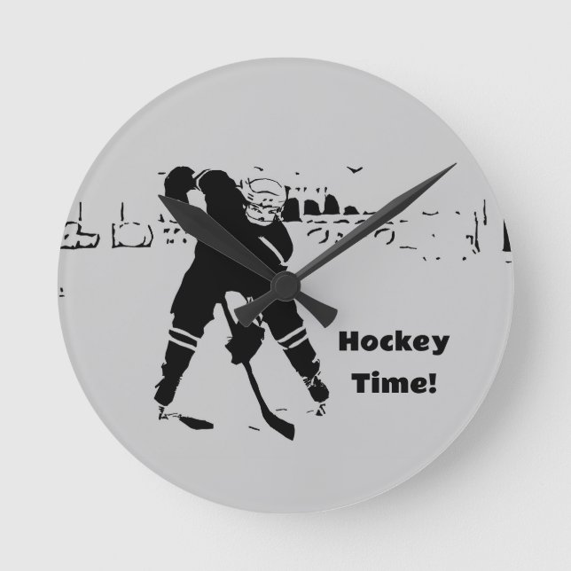 Horloge Ronde Attente de la canette - Joueur de hockey (Recto)