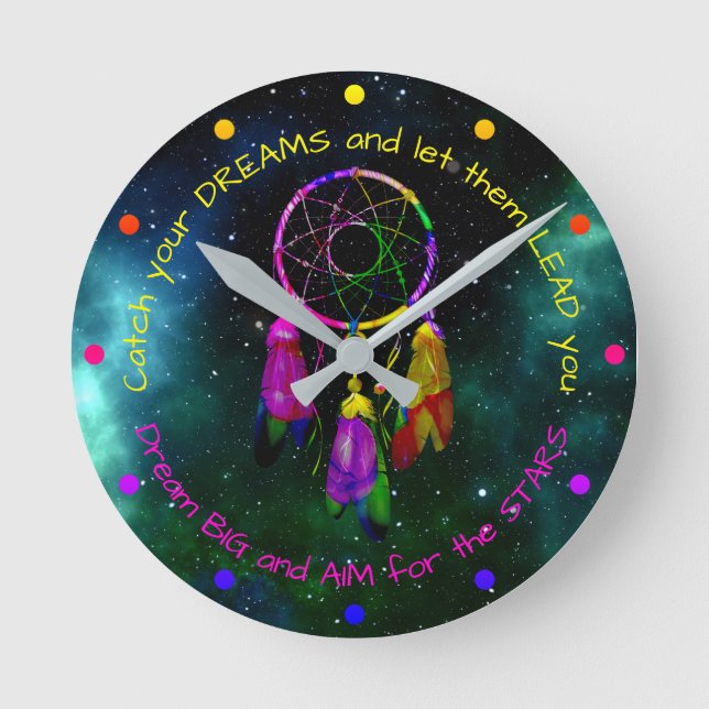 Horloge Ronde Attrape vos rêves attrape-rêves Boho Chic (Recto)