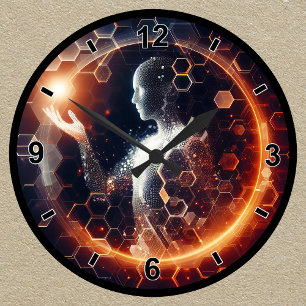 Horloge Ronde Aura numérique futuriste personnalisable