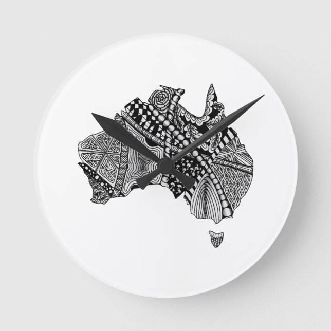 Horloge Ronde Australie Carte Doodle (Recto)