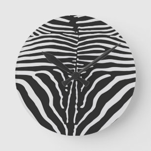 Horloge Ronde Authentic Zebra Skin Print - noir blanc strié