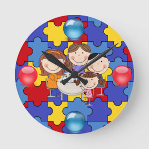 Horloge Ronde Autism Aware Clock 4