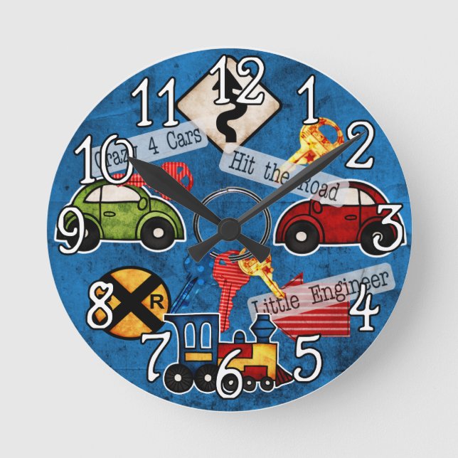Horloge Ronde Auto, Voitures, trains conception cadenas (Recto)