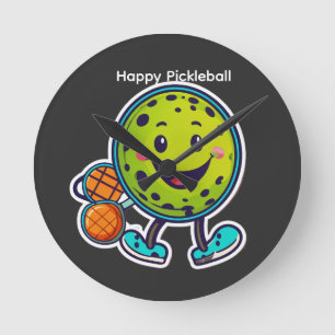 Horloge Ronde Autocollant de dessin animé minimaliste de pickleb