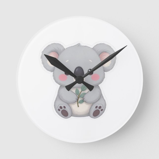 Horloge Ronde Autocollant de koala bébé mignon (Recto)