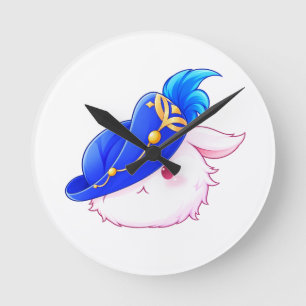 Horloge Ronde Autocollant de lapin sorcier bleu mignon
