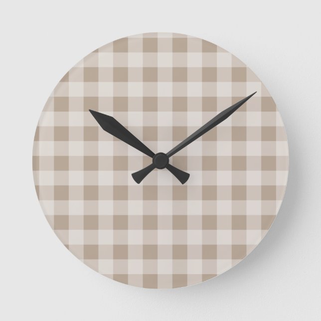 Horloge Ronde Automne automne Brown Taupe Plaid Motif (Recto)
