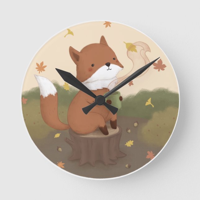 Horloge Ronde Automne magnifique : Fox (Recto)