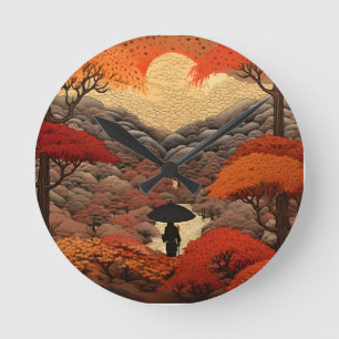Horloge Ronde automne Ukiyo-e Japon
