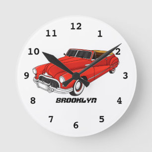Horloge Ronde Automobile classique rouge 1948