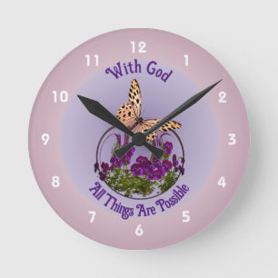 Horloge Ronde Avec Dieu Papillon Fleur Art Inspiration