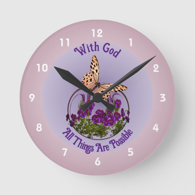 Horloge Ronde Avec Dieu Papillon Fleur Art Inspiration (Recto)