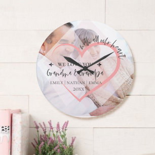 Horloge Ronde Avec Tout Notre Coeur Nous Aimons Grand-Parents No