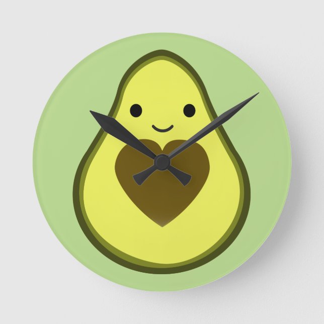 Horloge Ronde Avocado Love Cute Avocado avec coeur (Recto)