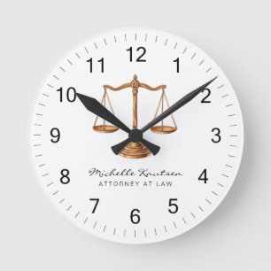 Horloge Ronde Avocat professionnel Avocat luxe Or Blanc