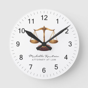 Horloge Ronde Avocat professionnel Avocat luxe Or Blanc