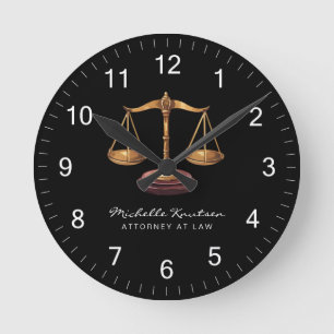 Horloge Ronde Avocat professionnel Procureur luxe Black Gold